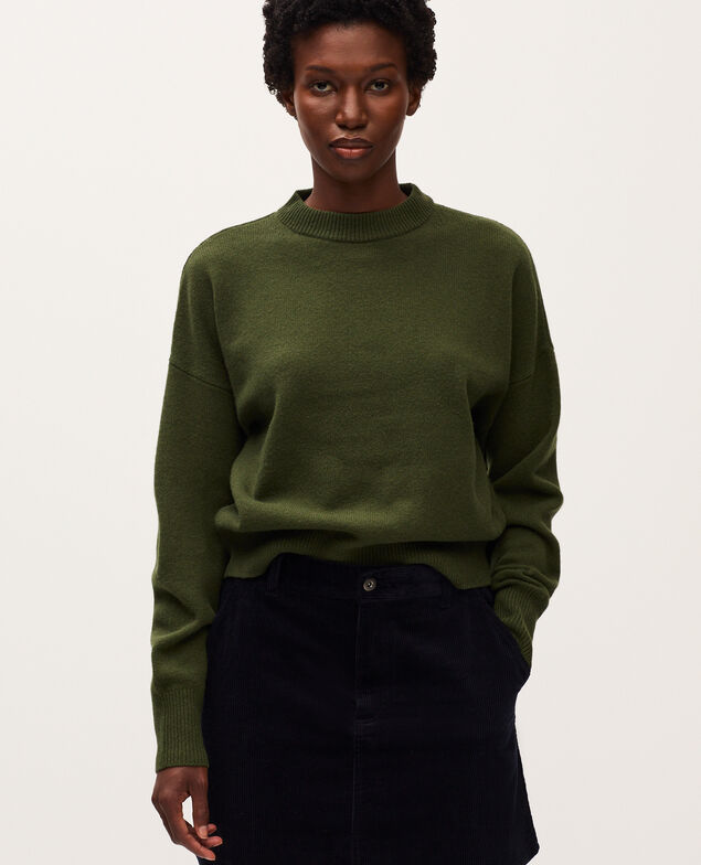 Pull col rond en laine U570 olive