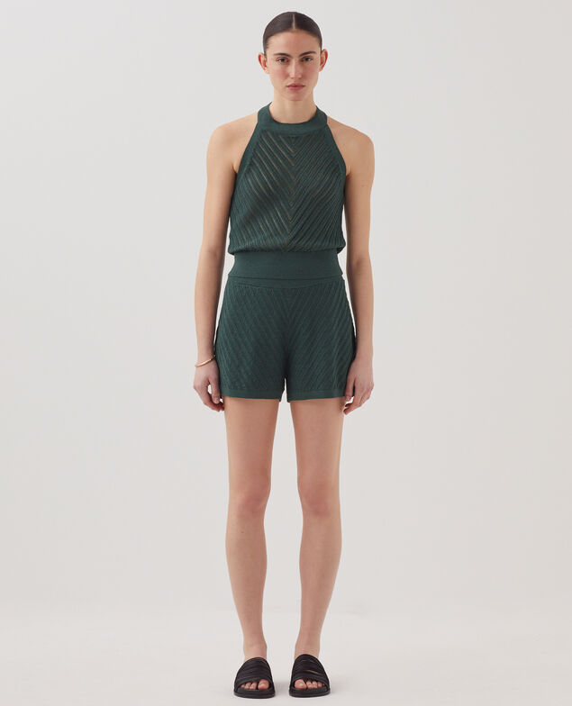 Top dos nu en maille texturée J590 spruce green