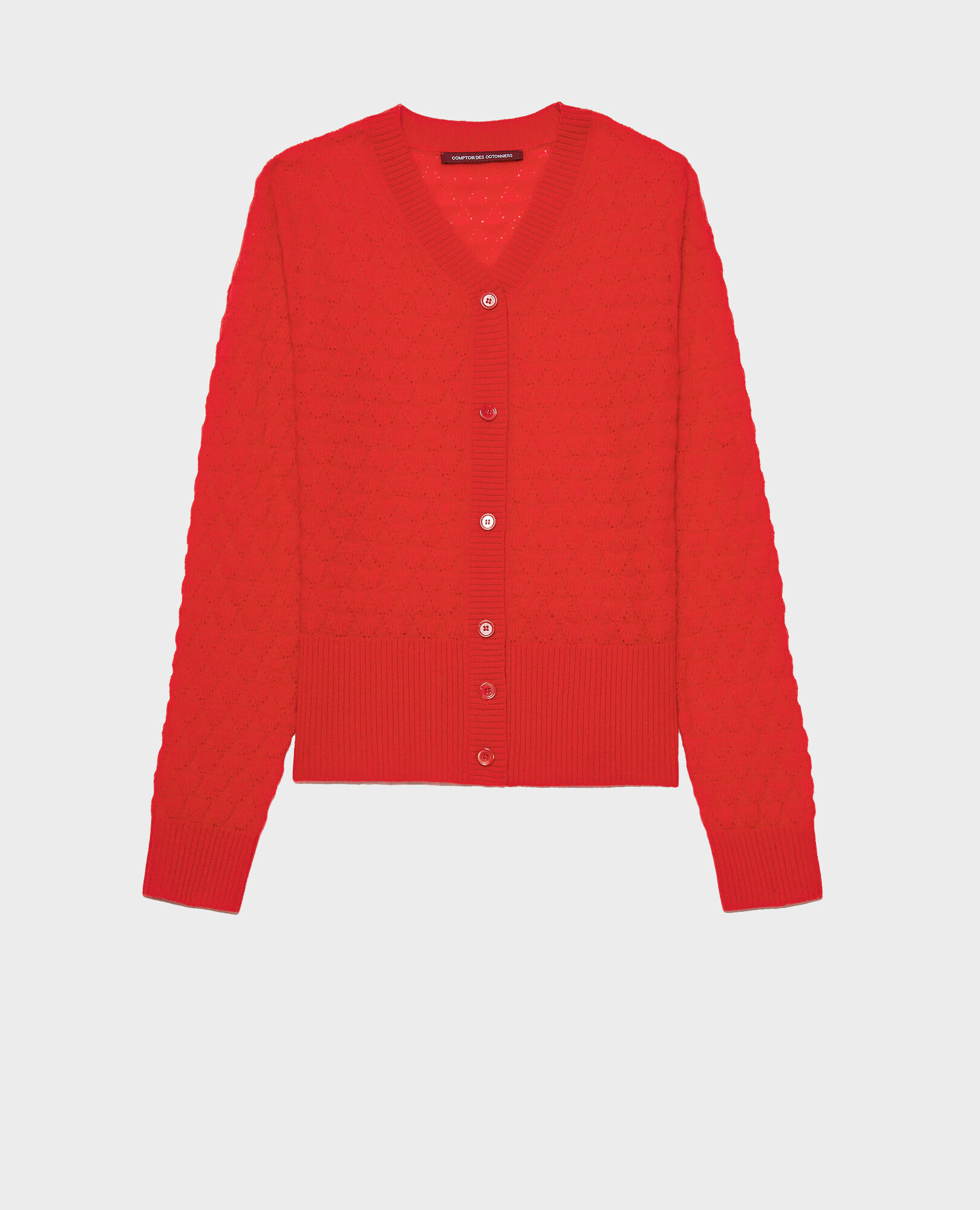 Gilet Comptoir Des Cotonniers Rouge - Taille M, Modèle Marino - Occasion Très Bon état