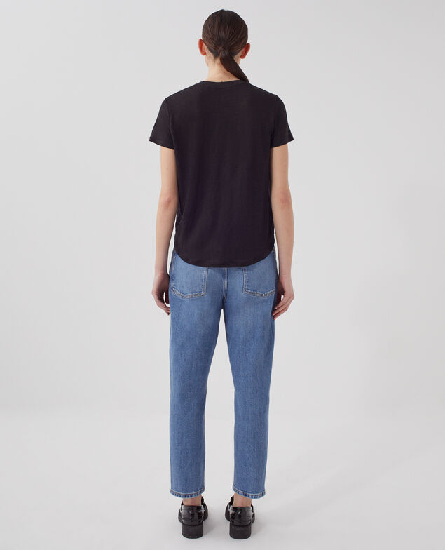 T-shirt col rond en lin AMANDINE H091 black beauty