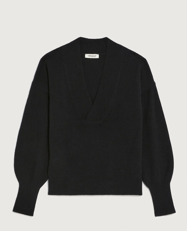 Pull col V en cachemire H091 black beauty