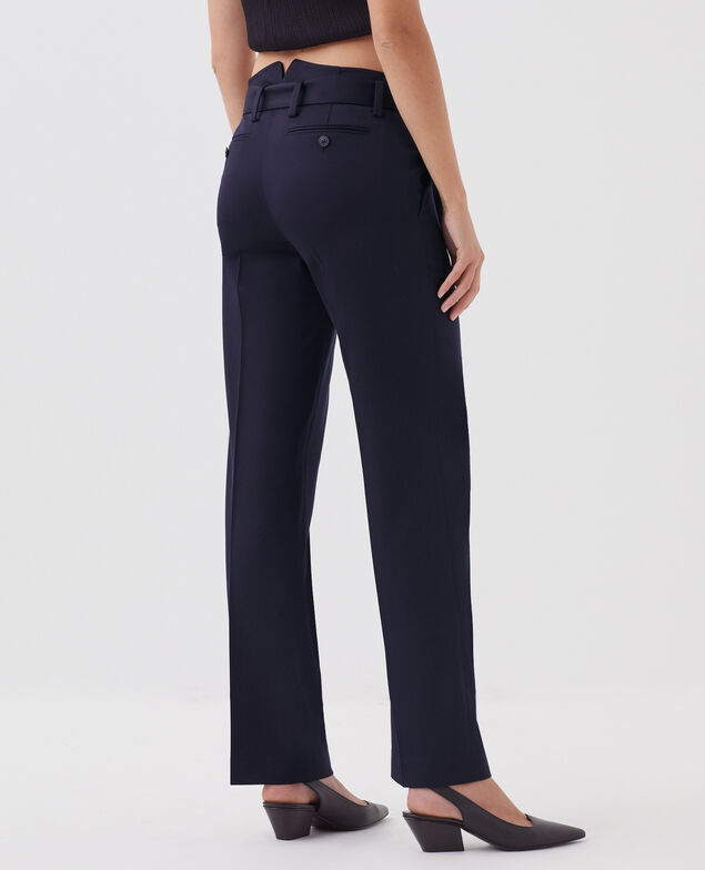 Pantalon droit ajusté en laine COLETTE H695 night sky