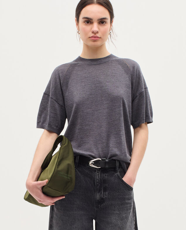 Pull en laine mérinos et soie K071 rabbit gray