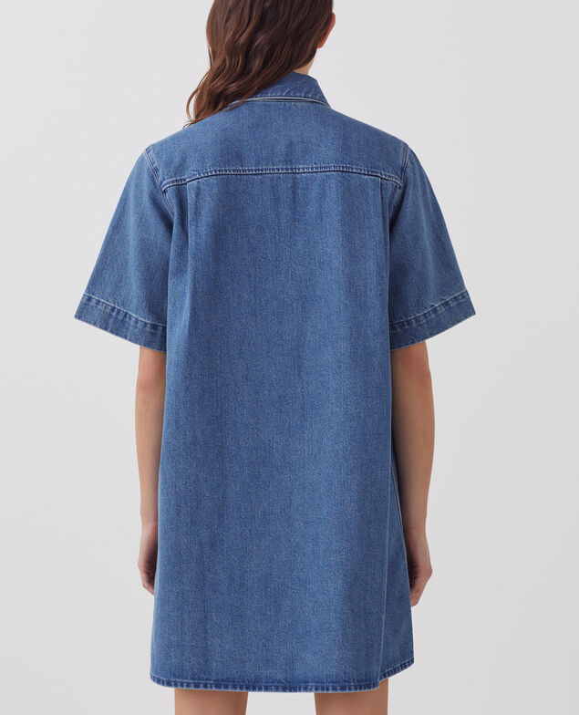 Robe chemise courte en denim J621 light blue