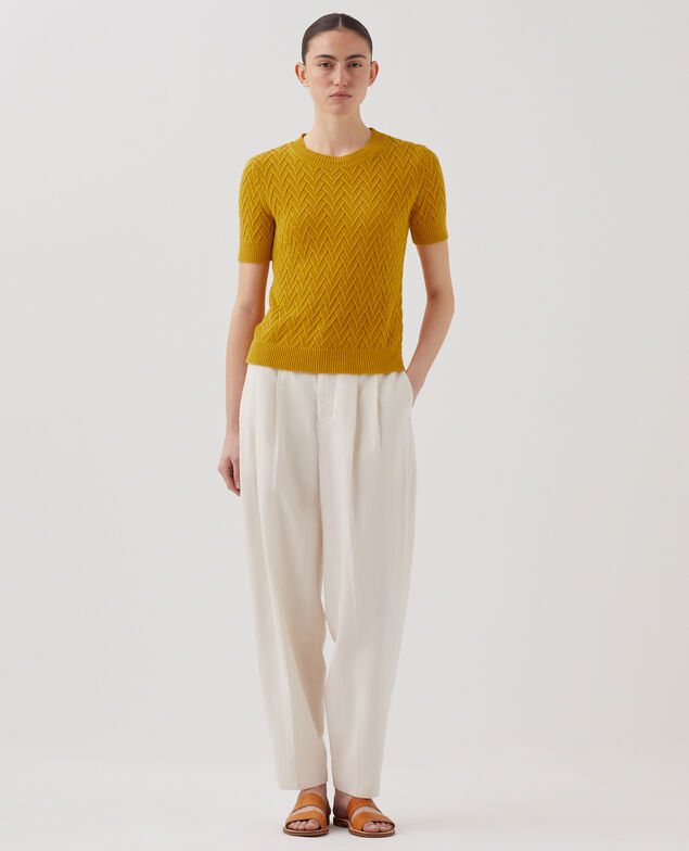 Pull à manches courtes en lin J480 gold flake
