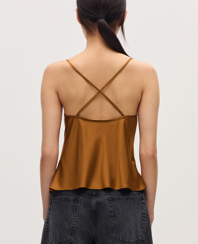 Top satiné à fines bretelles K340 bone brown