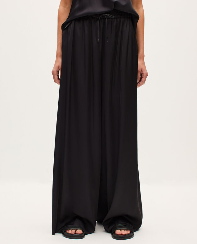 Pantalon large fluide satiné H091 black beauty