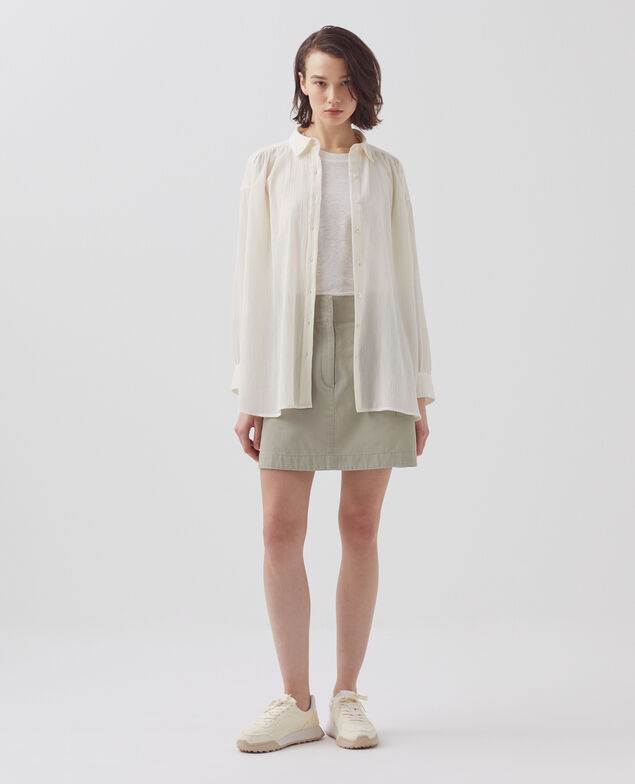 Chemise en coton froissé H303 white swan