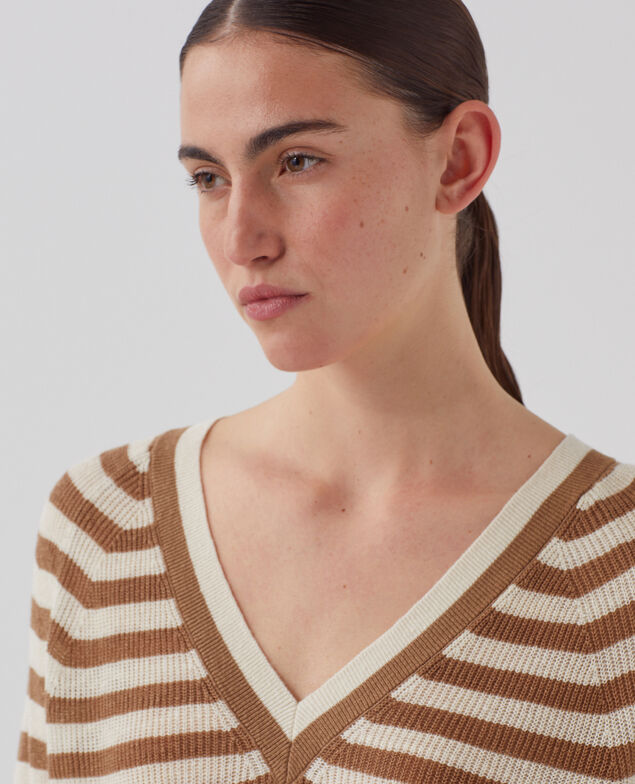 Pull col V en lin H321 thin gratinato