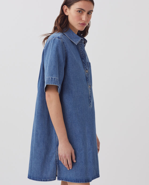 Robe chemise courte en denim J621 light blue