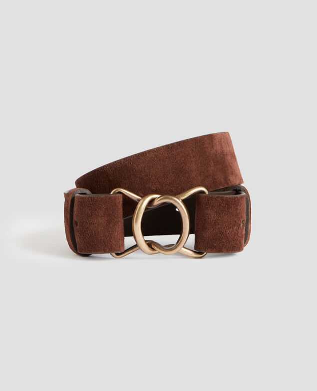 Ceinture fine en cuir suédé I380 bitter chocolate