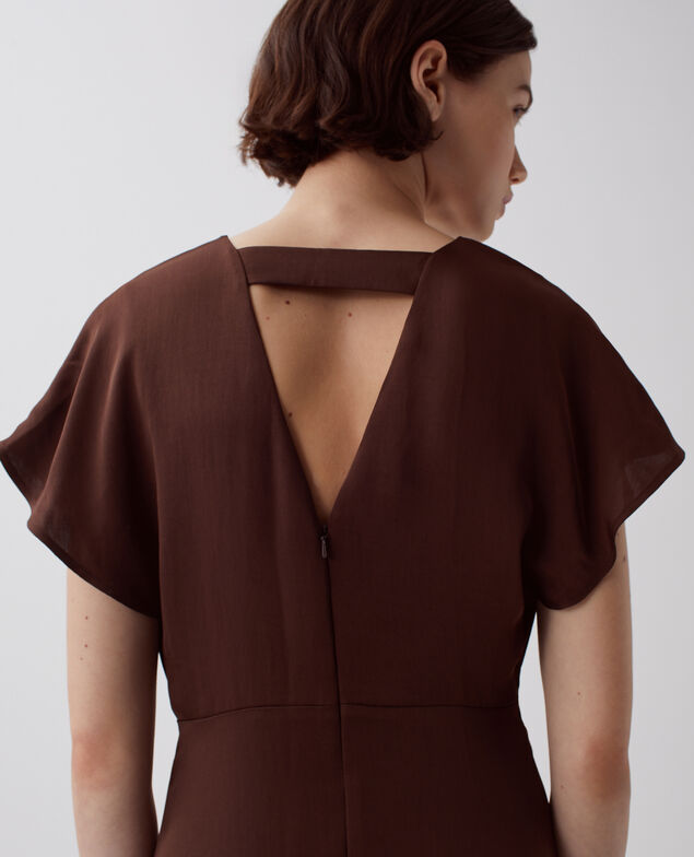 Robe fluide toucher soie I390 coffee bean
