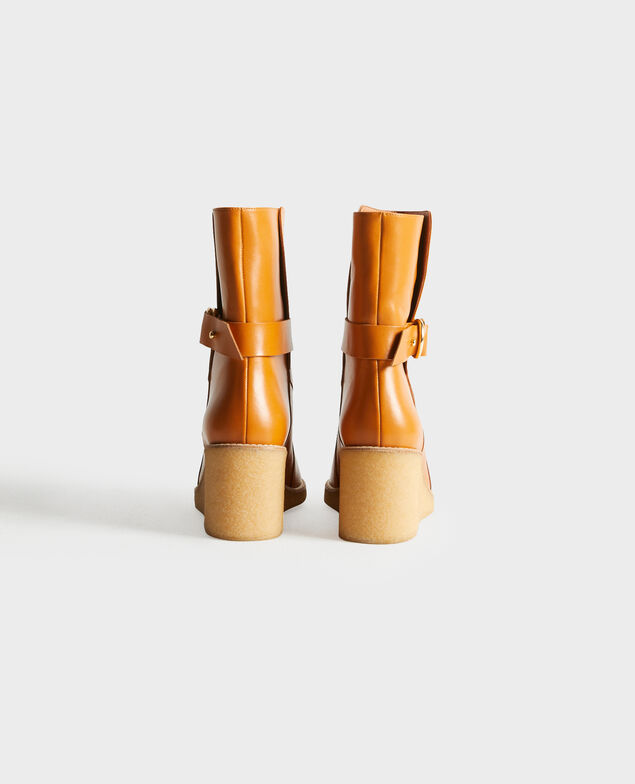 Bottines compensées en cuir 4249 camel