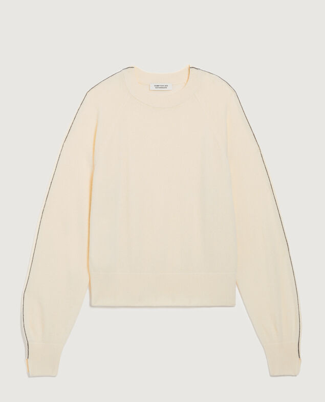 Pull col rond en cachemire K011 ecru st gray