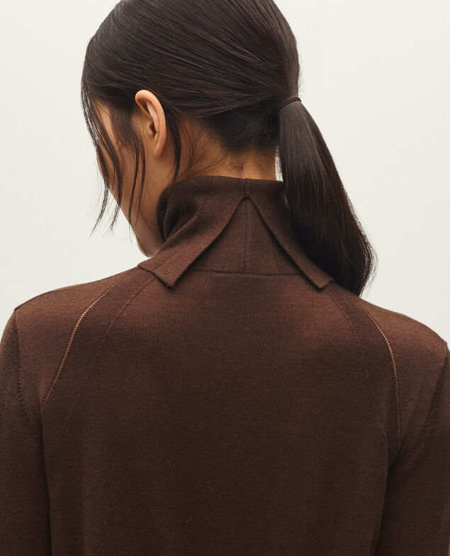 Wool and silk roll neck jumper K380 fudge brown