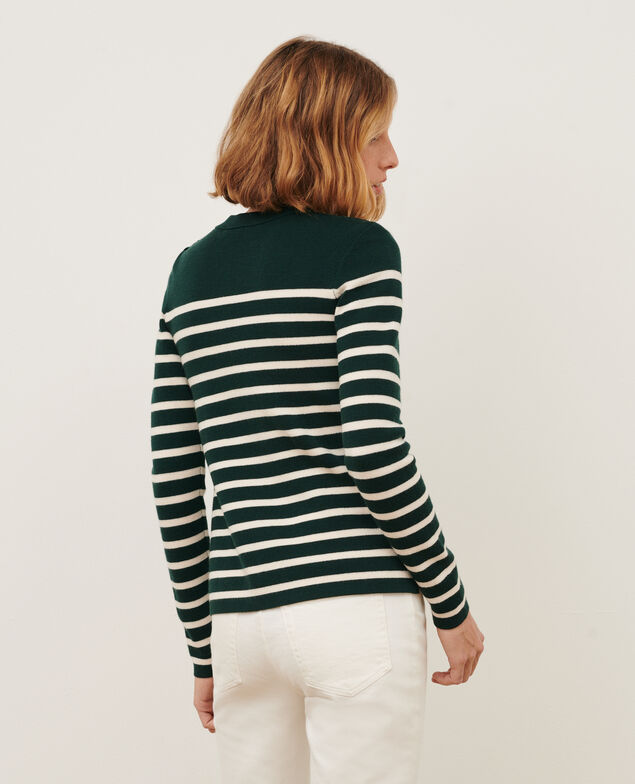 MADDY - Pull marin en laine mérinos 8872 58 darkgreen stripe
