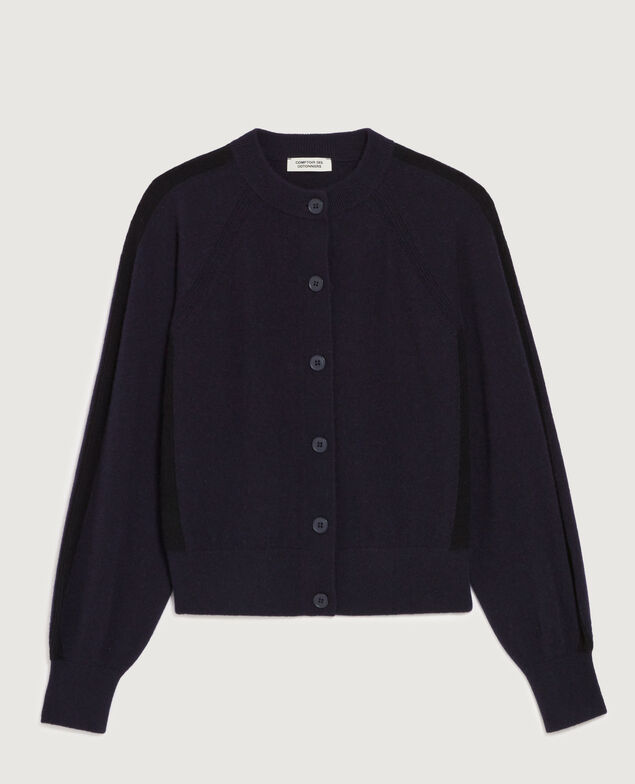 Cardigan col rond en cachemire K692 navy st black