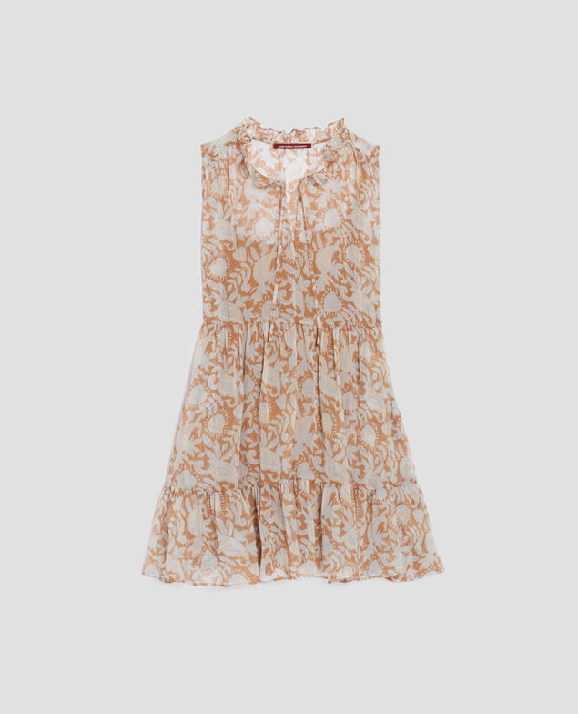 Robe fluide sans manches H340 cashmire brown