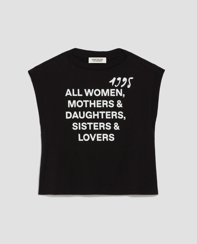 T-shirt boxy en coton J095 black base words