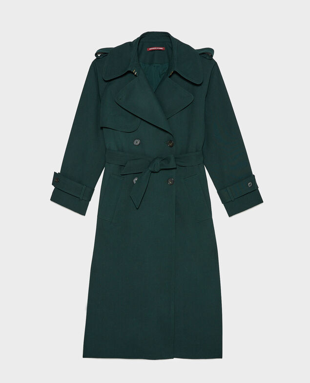 Trench long fluide en laine Scarab