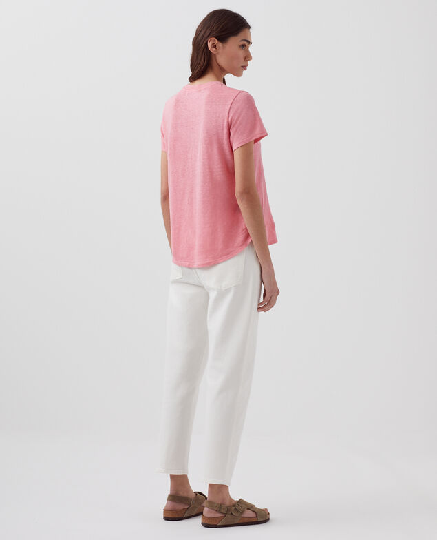T-shirt col rond en lin AMANDINE H110 lantana