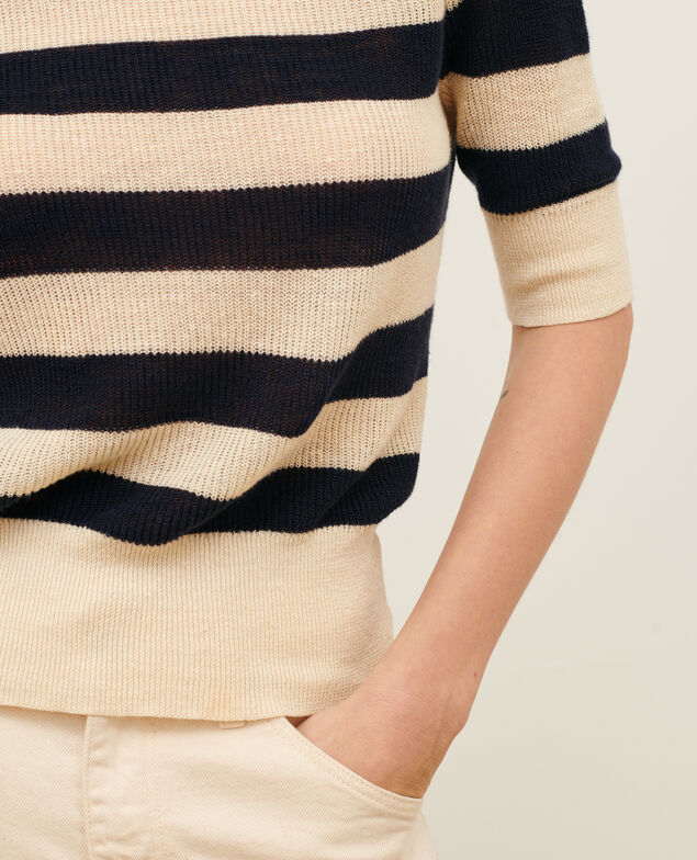 Pull manches courtes en lin 0692 night_sky_stripes