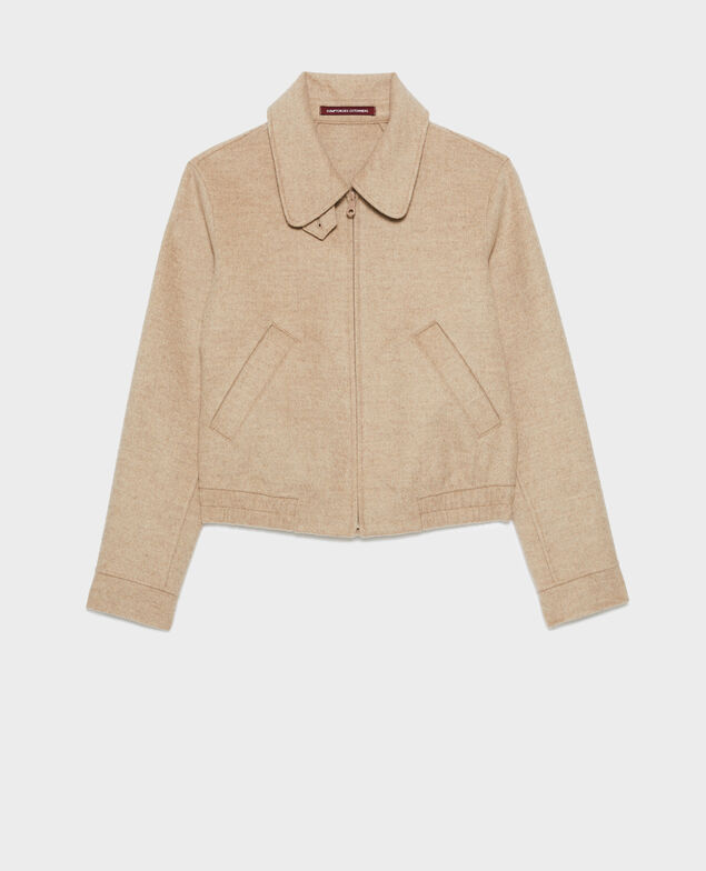 Blouson court en laine mélangée A304 natural