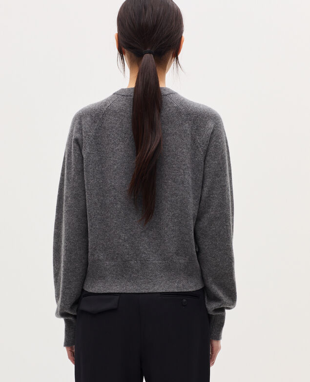 Pull col rond en cachemire K073 gray st ecru