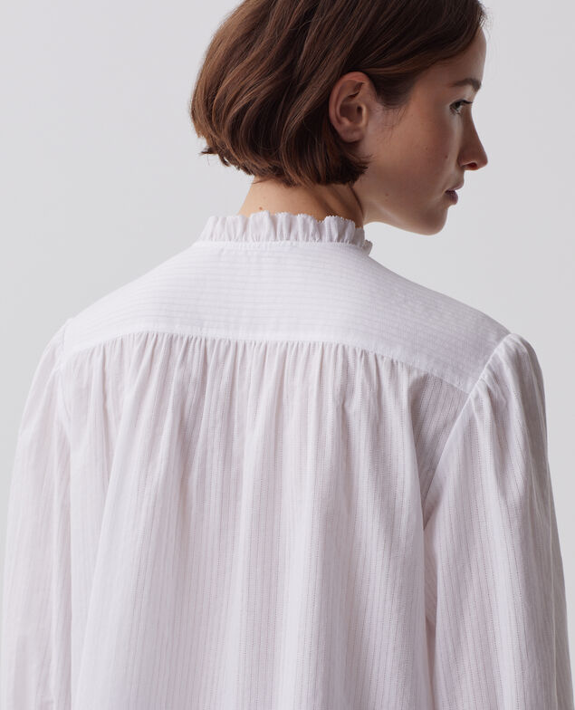 Chemise à manches longues en coton H013 gardenia