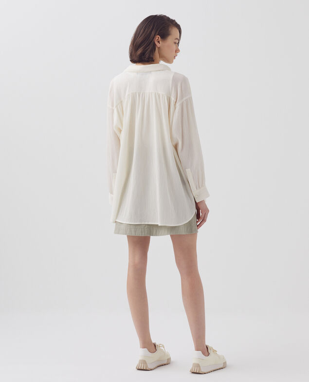 Chemise en coton froissé H303 white swan