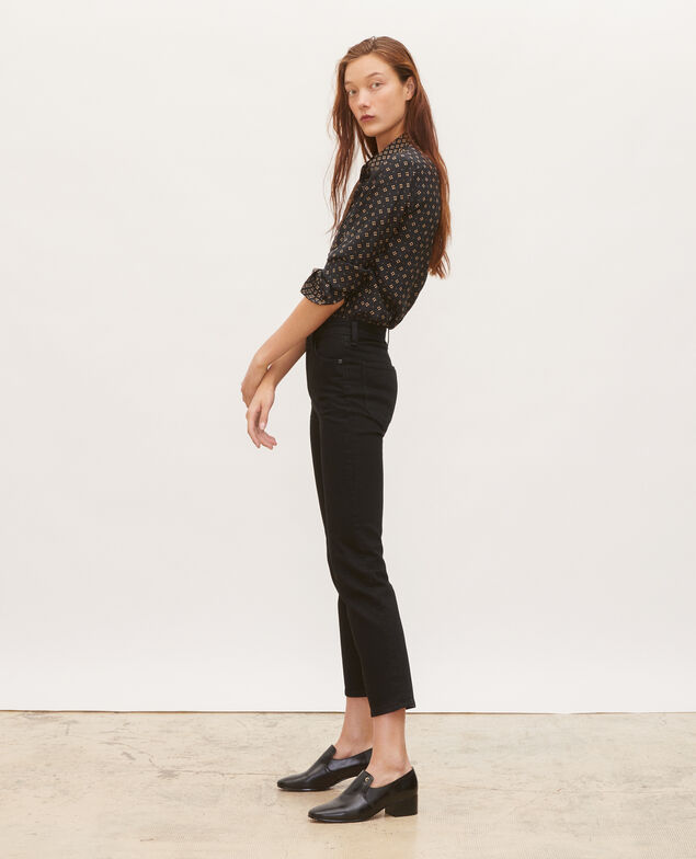 SLIM HIGH RISE - Jean cropped 5 poches Noir denim