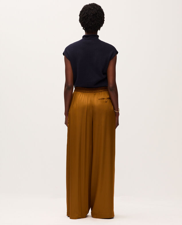 Pantalon large fluide satiné K340 bone brown