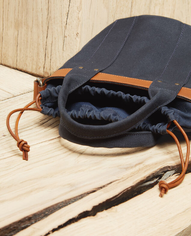 Sac à main en toile et cuir Dark navy