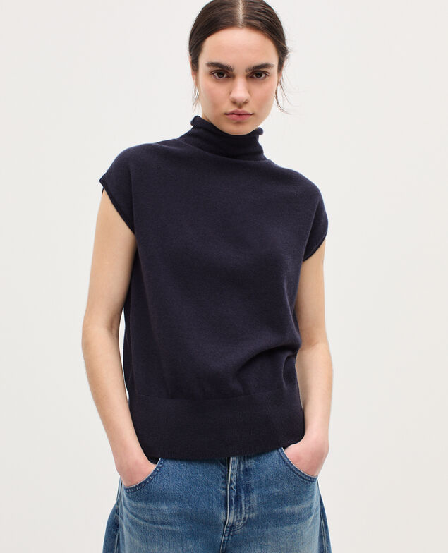 Pull sans manches en cachemire  K691 navy st gray