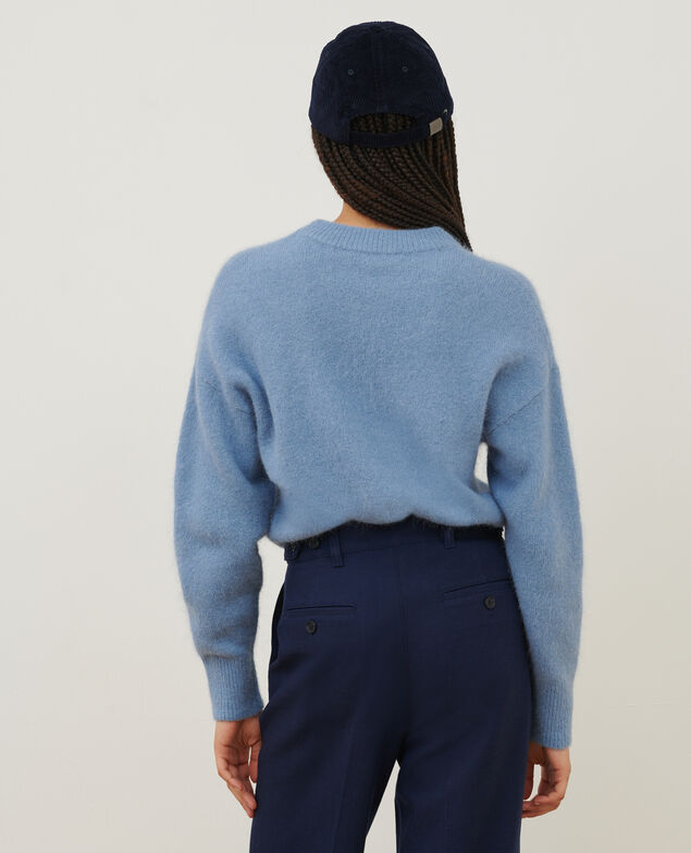 Pull col rond en alpaga mélangé A601 lt blue infinity
