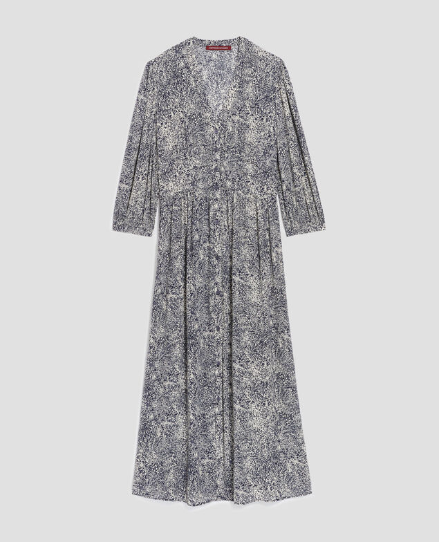 Robe longue fluide H690 micro fl navy