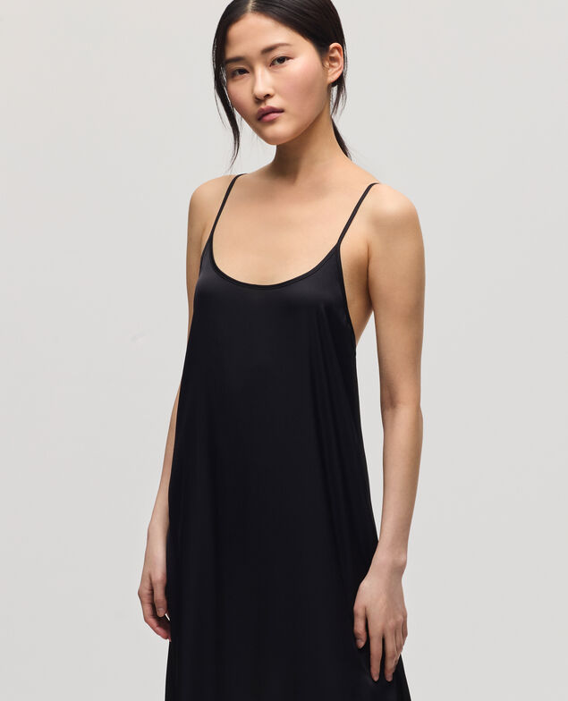 Robe longue nuisette satinée H091 black beauty