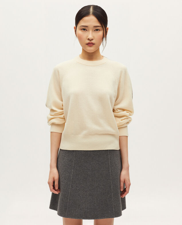 Pull col rond en cachemire K011 ecru st gray