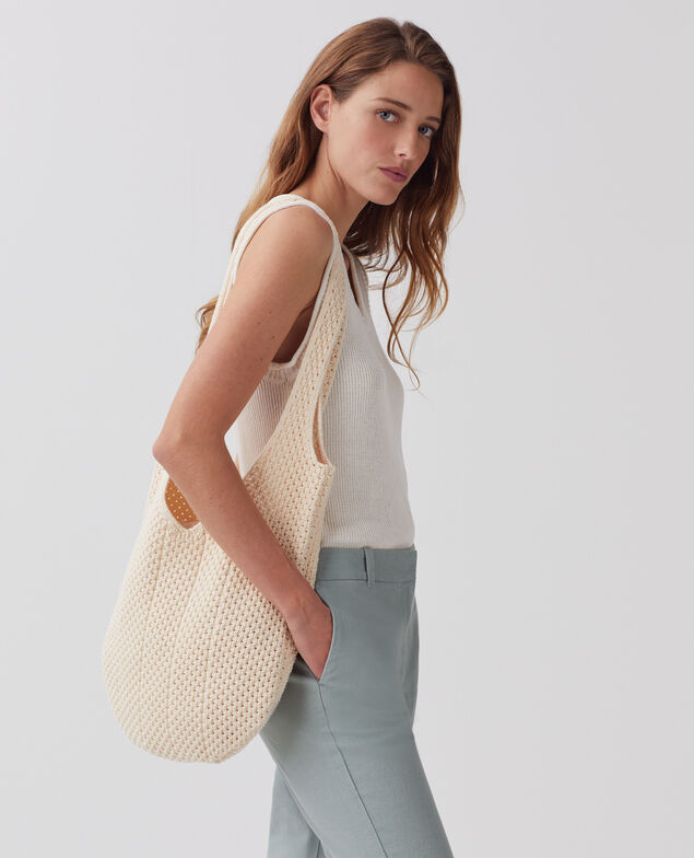 Sac bandoulière en coton crochet J300 natural