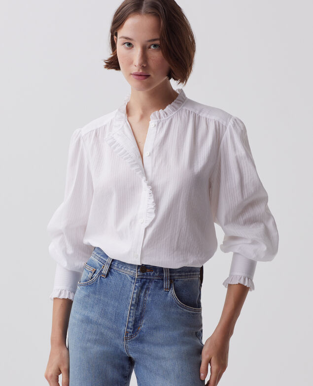 Chemise à manches longues en coton H013 gardenia
