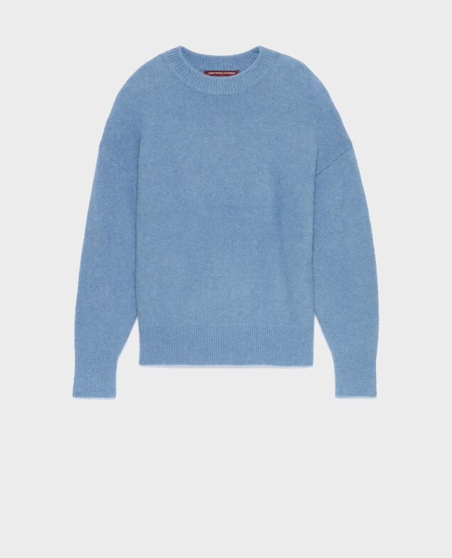 Pull col rond en alpaga mélangé A601 lt blue infinity