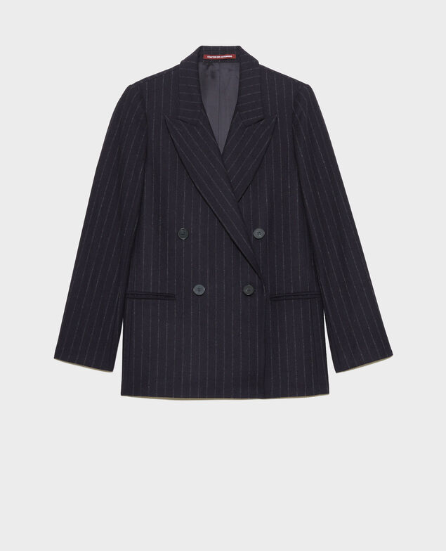 Blazer croisé en laine Stripes night sky