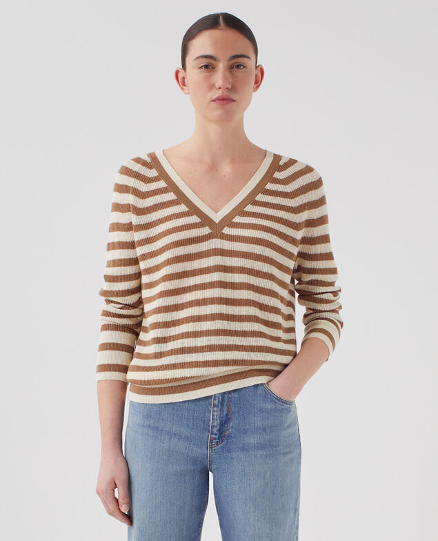 Pull col V en lin H321 thin gratinato