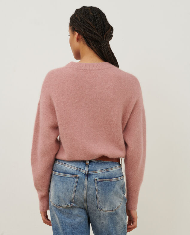 Pull col rond en alpaga mélangé A110 pink knit