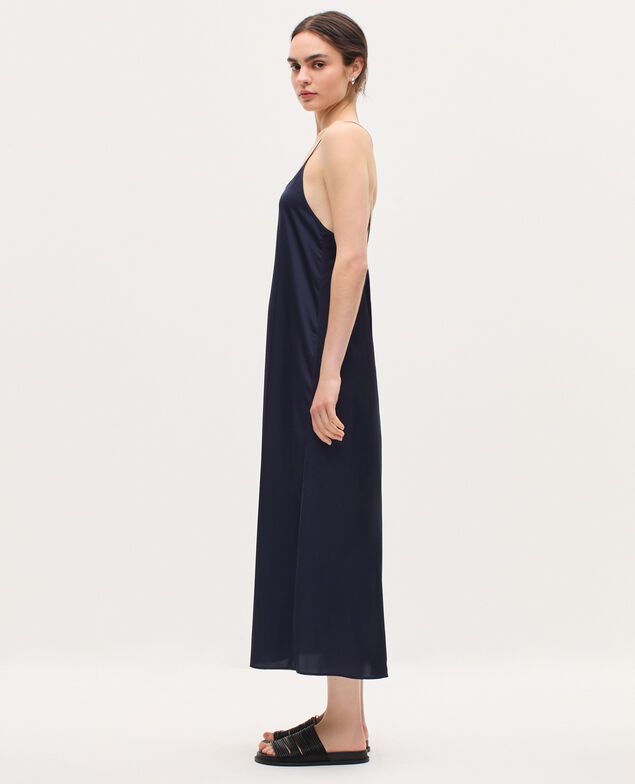 Robe longue nuisette satinée H695 night sky