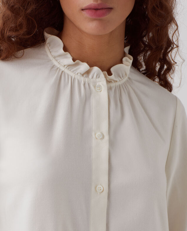 Blouse à col volanté I012 papyrus creme
