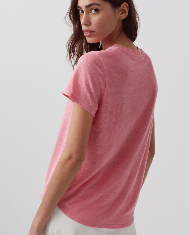 T-shirt col rond en lin AMANDINE H110 lantana
