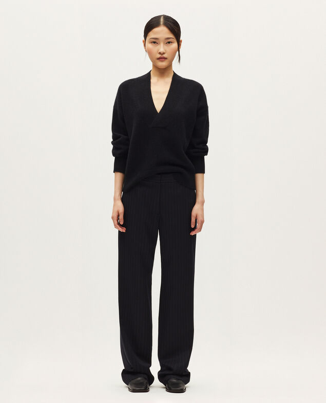 Pull col V en cachemire H091 black beauty