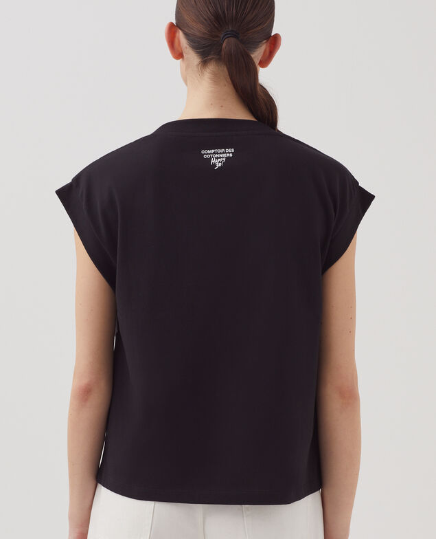 T-shirt boxy en coton J095 black base words
