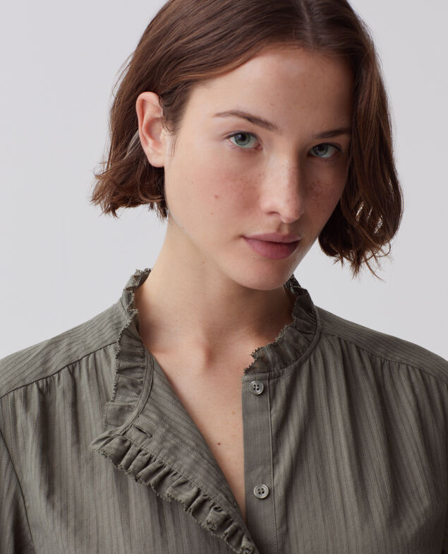 Chemise à manches longues en coton J560 basil dark green